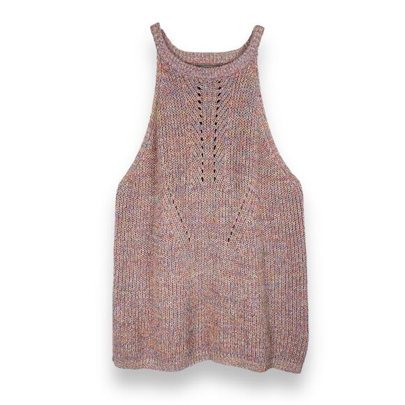 Anthropologie Isla Sweater Tank Size XL Pointelle Knit Halter Rainbow Pastel - Picture 3 of 14